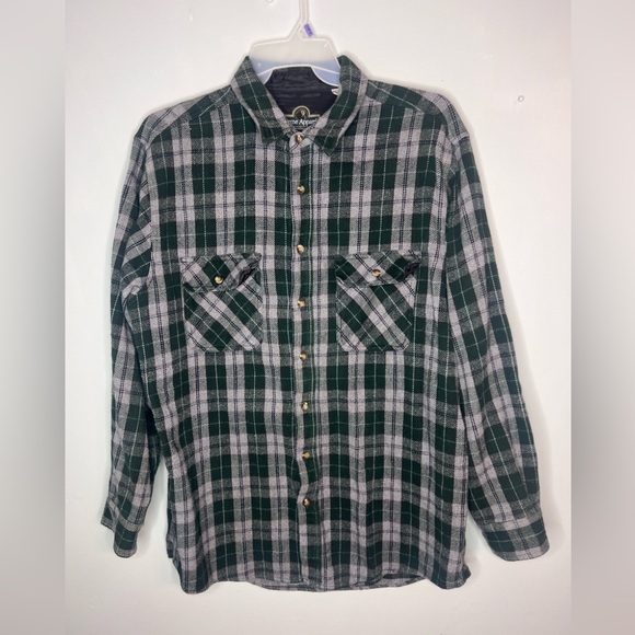 Berne Apparel Button Up Heavy Flannel Plaid Shirt Size Large Tall - Picture 1 of 5